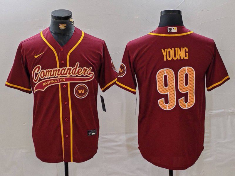 Men Washington Commanders 99 Young Red Joint Name 2024 Nike Limited NFL Jersey style 1